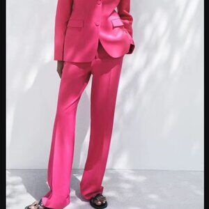 NWT ZARA ZW COLLECTION FLARED PANTS FUCHSIA